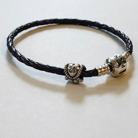 Pandora Braided Purple Leather Charm Bracelet - Picture 1 of 1